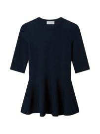 Stella McCartney Compact Knit Peplum Top | Blue | FARFETCH at Farfetch